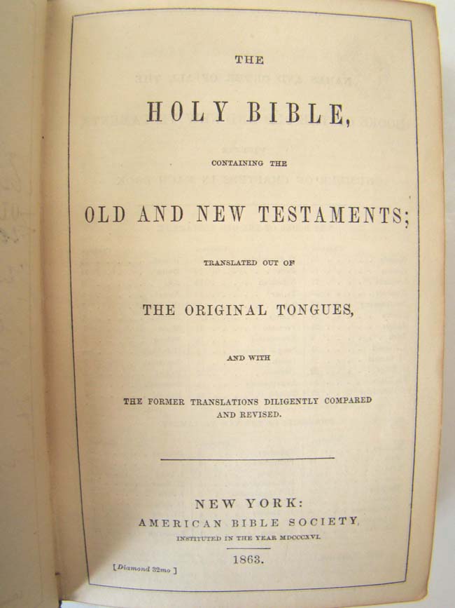 A Civil War era HOLY BIBLE published in 1863 with Wolcott family inscriptions — image 5